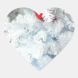 Red Teddy bear in Christmas Tree Heart Sticker