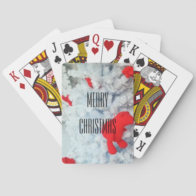 Red Teddy bear in Christmas Tree Playing Cards (Back)