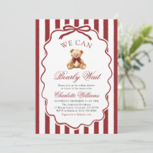 Red Teddy Bear We Can Bearly Wait Baby Shower