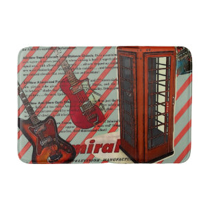 Red Telephone Band Rock n Roll Electric Guitar Bath Mat
