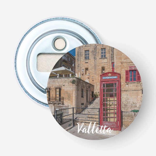 Red telephone booth in Valletta Malta Bottle Opener (Front)