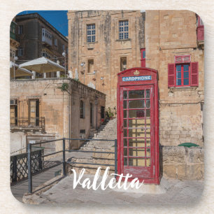 Red telephone booth in Valletta Malta Coaster