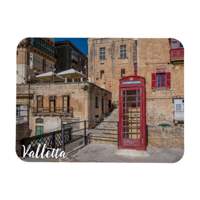 Red telephone booth in Valletta Malta Magnet (Horizontal)