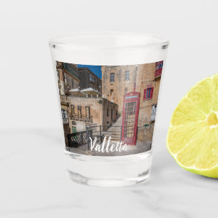 Red telephone booth in Valletta Malta Shot Glass