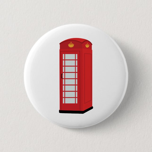 Red Telephone Box 6 Cm Round Badge (Front)