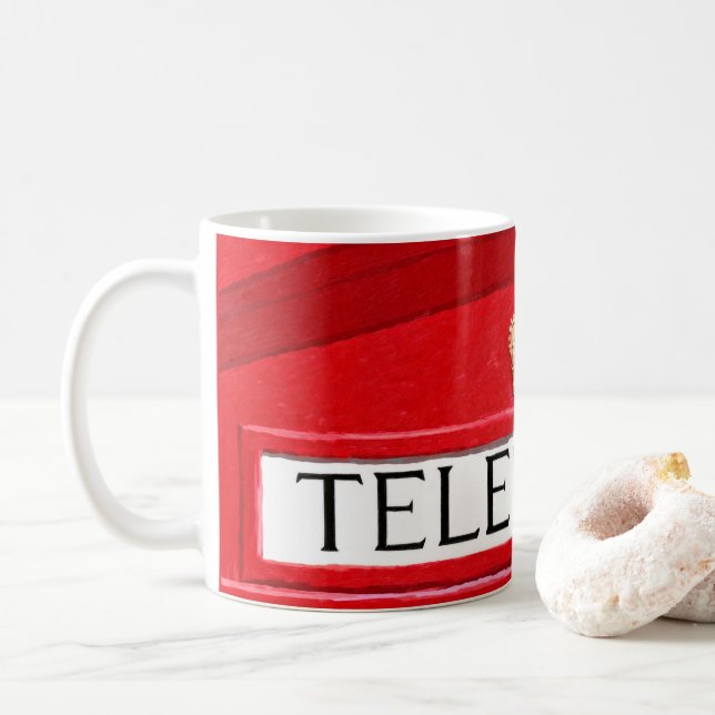 Red Telephone Box - Classic British Mug (With Donut)