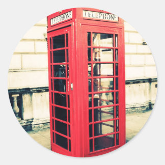 red telephone box classic round sticker