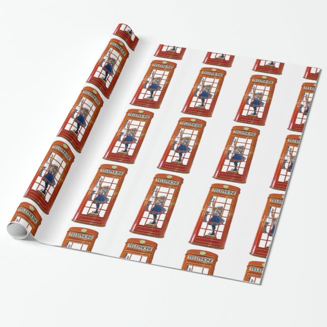 Red Telephone Box for wrapping Paper (Unrolled)