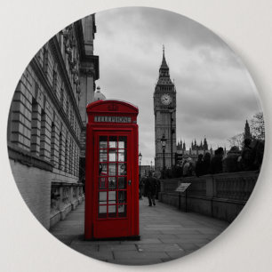 Red telephone box in London button