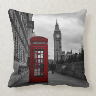 Red telephone box in London throw pillow