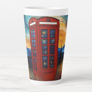 Red Telephone Box On Colorful Starry Night Latte Mug