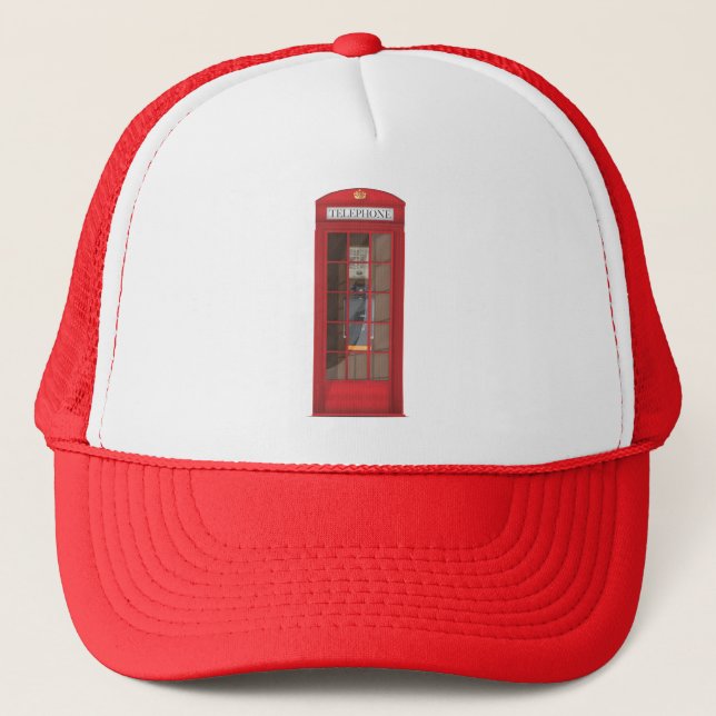 Red Telephone Box Trucker Hat (Front)
