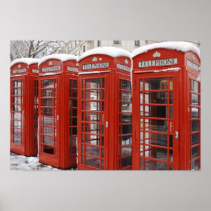 Red telephones near Big Ben Poster