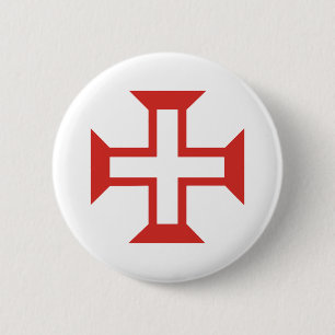 Red Templar Cross 6 Cm Round Badge