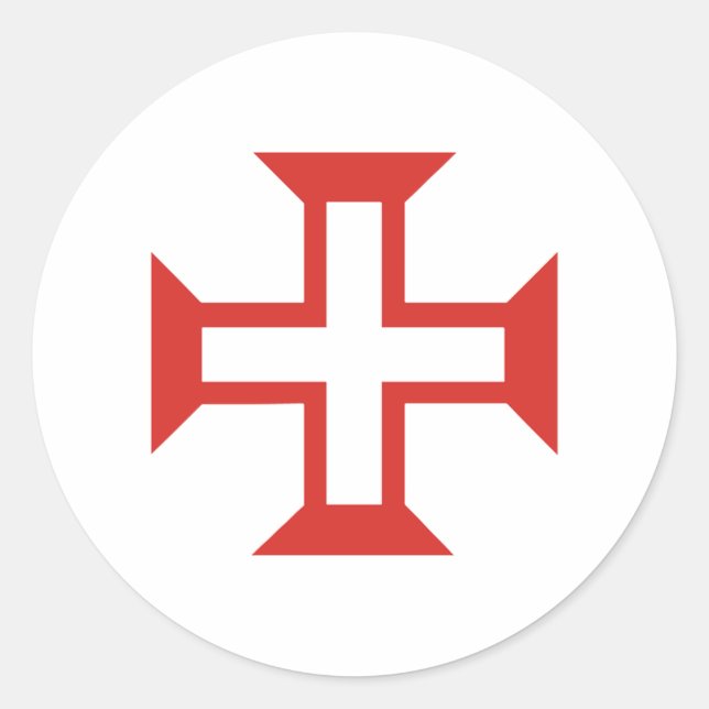 Red Templar Cross Classic Round Sticker (Front)