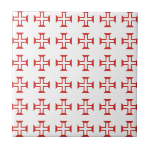 Red Templar Cross pattern Tile