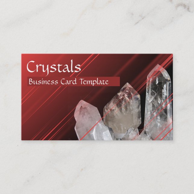 Red Template with White Quartz Crystals Business Card (Front)