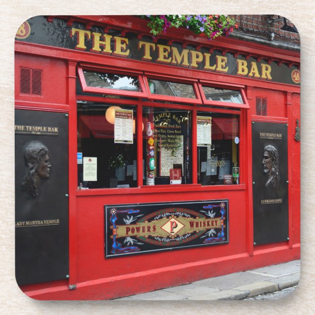 Red Temple Bar pub in Dublin Coaster (Front)