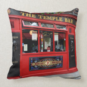 Red Temple Bar pub in Dublin square pillow