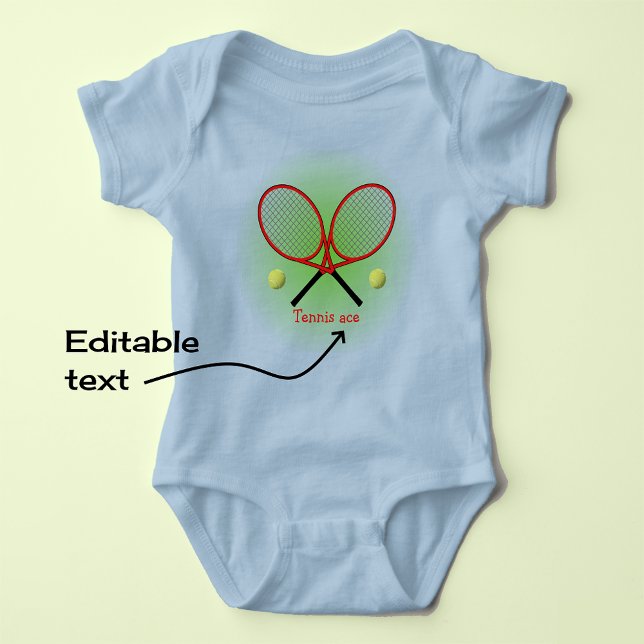 Red tennis ace add name or text baby bodysuit (Creator Uploaded)
