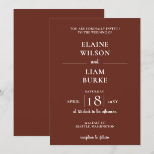 Red Terracotta Rustic Burnt Clay Earthy Wedding Invitation