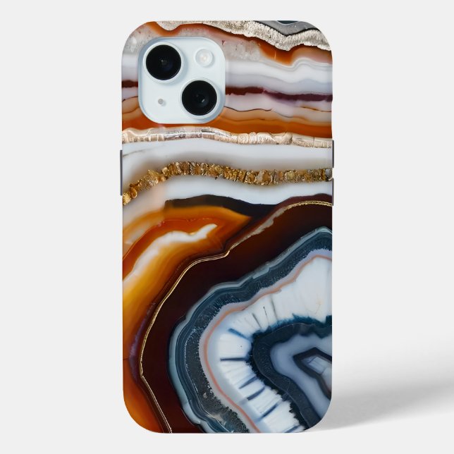 Red Terracotta White Black Blue Gold Agate Geode Case-Mate iPhone Case (Back)