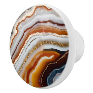 Red Terracotta White Black Blue Gold Agate Geode Ceramic Knob