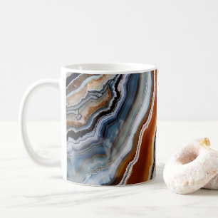 Red Terracotta White Black Blue Gold Agate Geode Coffee Mug