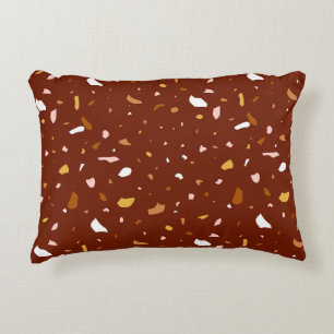 Red Terrazzo Pattern Decorative Cushion