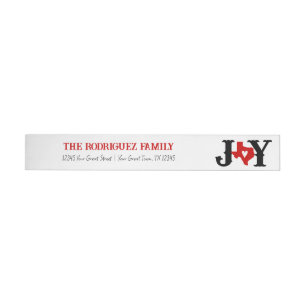 Red Texas JOY Holiday Wrap Around Label