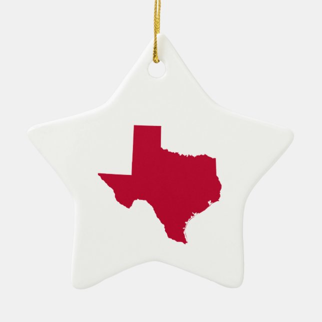 Red Texas Map Shape Blank Ceramic Ornament (Front)