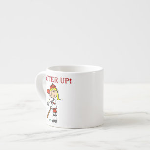 Red Text Batter Up Girls Softball Shirts and Gifts Espresso Cup