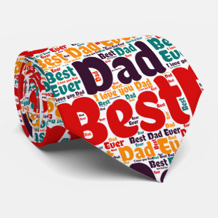 Red Text Best Dad Ever Tie