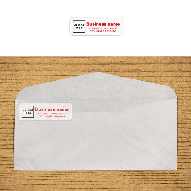 Red Text Business Return Address Label (Return address label in red text on envelope)
