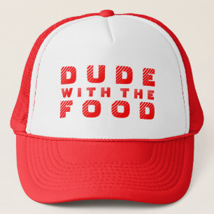 Red Text Design Dude With The Food Trucker Hat