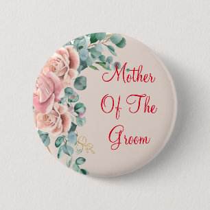 Red Text Mother of Groom Button
