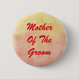 Red Text Mother of Groom Pinback Button