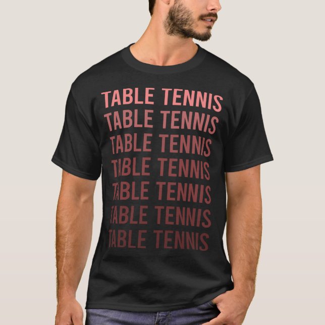 Red Text Table Tennis Ping Pong T-Shirt (Front)