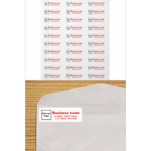 Red Texts on White Business Return Address Label