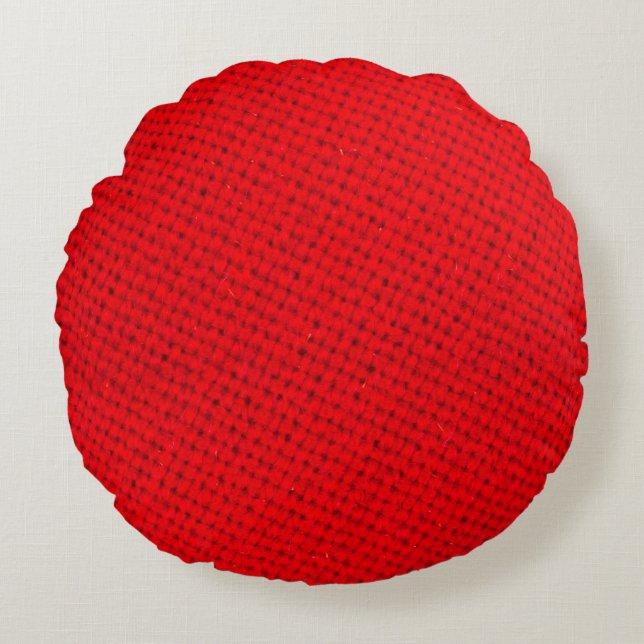 red texture fabric round cushion (Front)