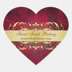 Red Texture Heart Cupcake Baking Label Sticker