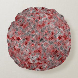 Red texture with cross scratch on black and white round cushion