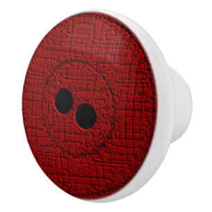 Red Textured Button Ceramic Knob