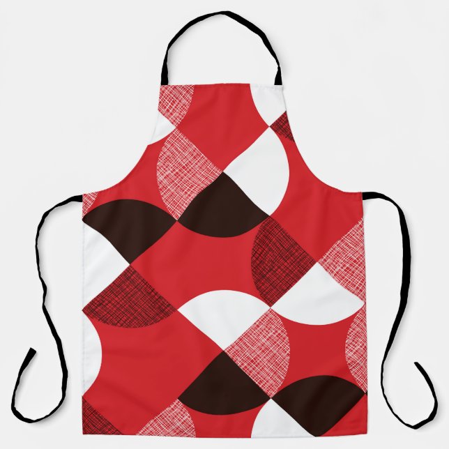 Red Textured Diagonal Dynamic Pattern Apron (Front)