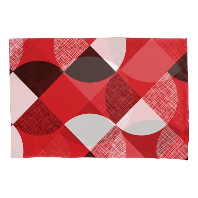Red Textured Diagonal Dynamic Pattern Pillowcase (Front)