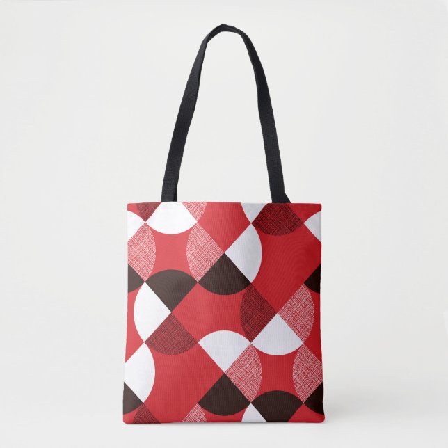 Red Textured Diagonal Dynamic Pattern Tote Bag (Front)