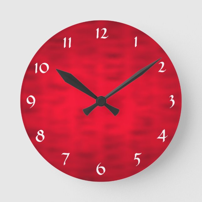 Red Textured Round Clock (Front)