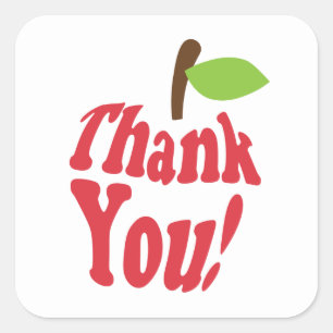 Red Thank You Apple Appreciation Square Sticker