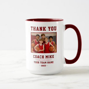 Red Thank you Coach Team Name Photo Mug