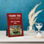 Red Thank you Coach Team Name Photo Plaque<br><div class="desc">Red Thank you Coach Team Name Photo plaque. Personalise with your coach name, team name, team photo and year. You can change any text on the plaque. A great gift and a keepsake plaque for a soccer coach! Get the team to sign the non-designed areas with a fine point permanent...</div>